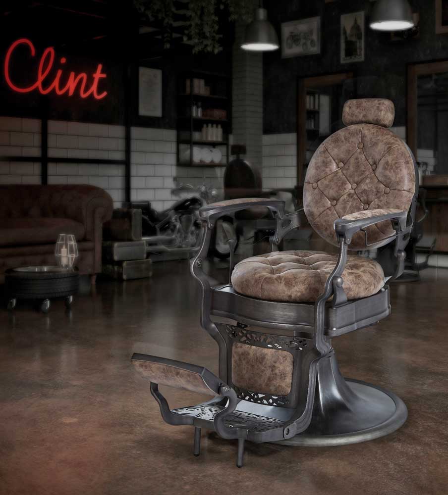 Retro Old Barber Chairs Vintage Barber Chair CLINT Brown